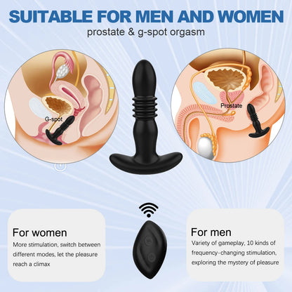 Consolador vibrador telescópico para parejas con control remoto.