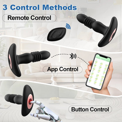 Consolador vibrador telescópico para parejas con control remoto.