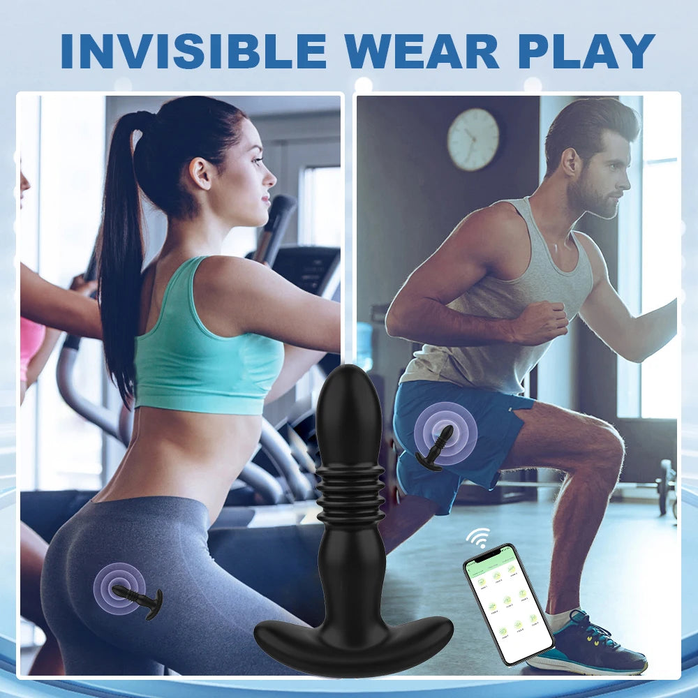 Consolador vibrador telescópico para parejas con control remoto.