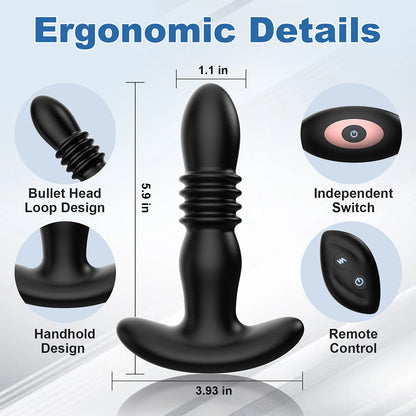 Consolador vibrador telescópico para parejas con control remoto.