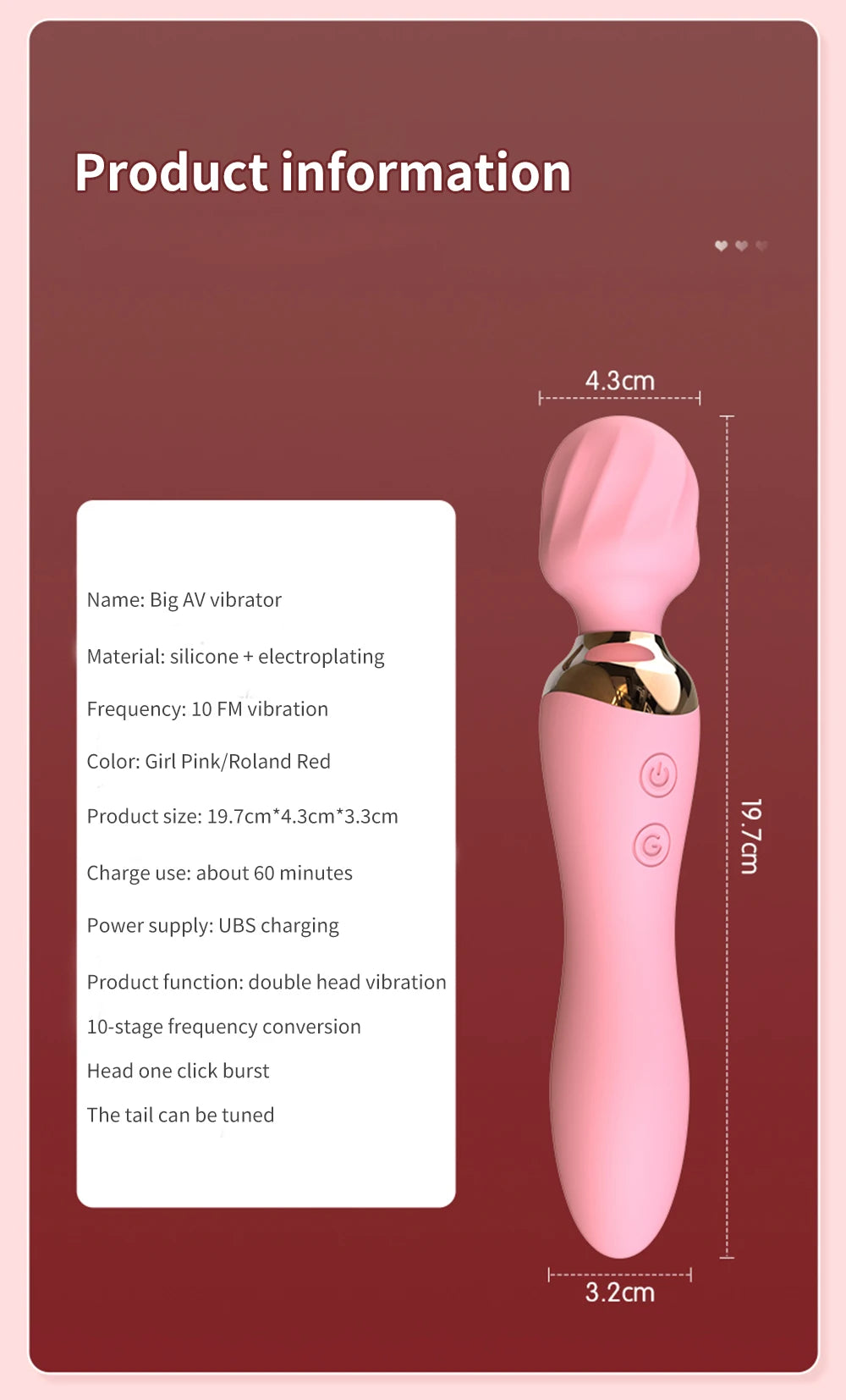 Vibrador masajeador con rotación de 360 °.